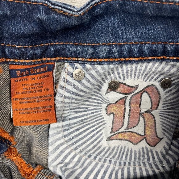 Rock Revival Celine Boot Cut Jeans Womens Size 26 Dark Wash Denim Flap Pocket - Picture 12 of 13